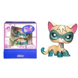 Littlest Pet Shop toys lps cat super hero Comic Con Cat with blue eyes girls toy 