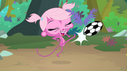 Minka kicks soccer ball