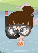 Tongue Tied, with swimsuit w/ diving goggles and snorkel