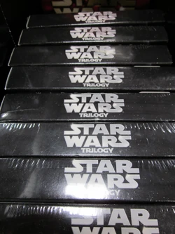 The original trilogy (left) and the prequel trilogy (right) DVD box sets of the film series in Costco.