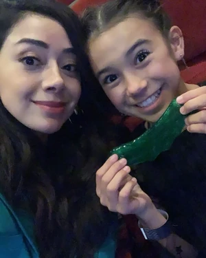 Scarlett Estevez & Aimee Garcia at The Addams Family premiere