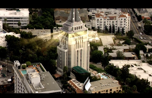 Golden light beams out of Lucifer's penthouse