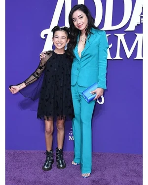 Scarlett Estevez & Aimee Garcia at the premiere for The Addams Family in 2019