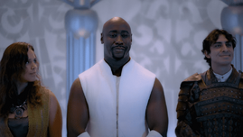 Amenadiel meeting with his siblings in Heaven, indicating he has accepted his new role as God.