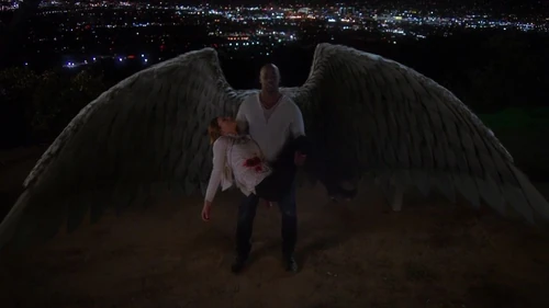 Amenadiel regains his wings and takes the deceased Charlotte to Heaven.