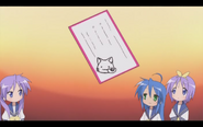 Konata explaining how to make a post card stand out