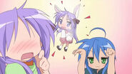 Konata saying that Kagami is a bunny.