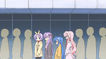 Miyuki and the others waiting in line