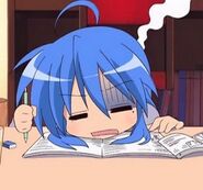 Konata attempting to study.