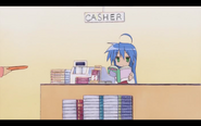 Konata as a bookstore clerk