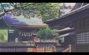 One of the many cut scenes involving scenery from the shrine