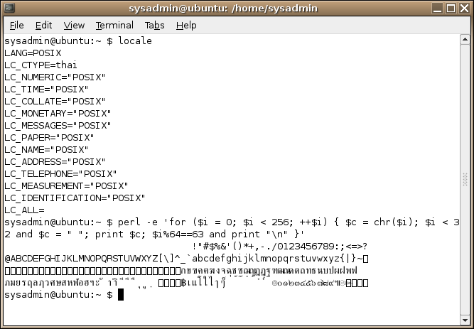 Gnome-terminal with LC CTYPE=thai