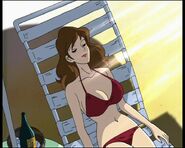 Fujiko in a red bikini in Lupin III: Tactics of the Angels