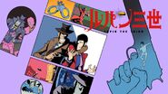 [B] Lupin III and Zenigata from Part 5 Episode 20 special eyecatchers in Part 5 (referencing "Theme from Lupin III" vocal opening from Part 2)