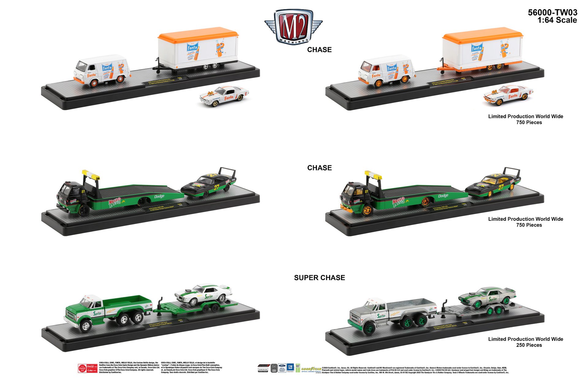 M2 Machines 1:64 2020 Coca-Cola Auto-Haulers Release 3 Trucks Set