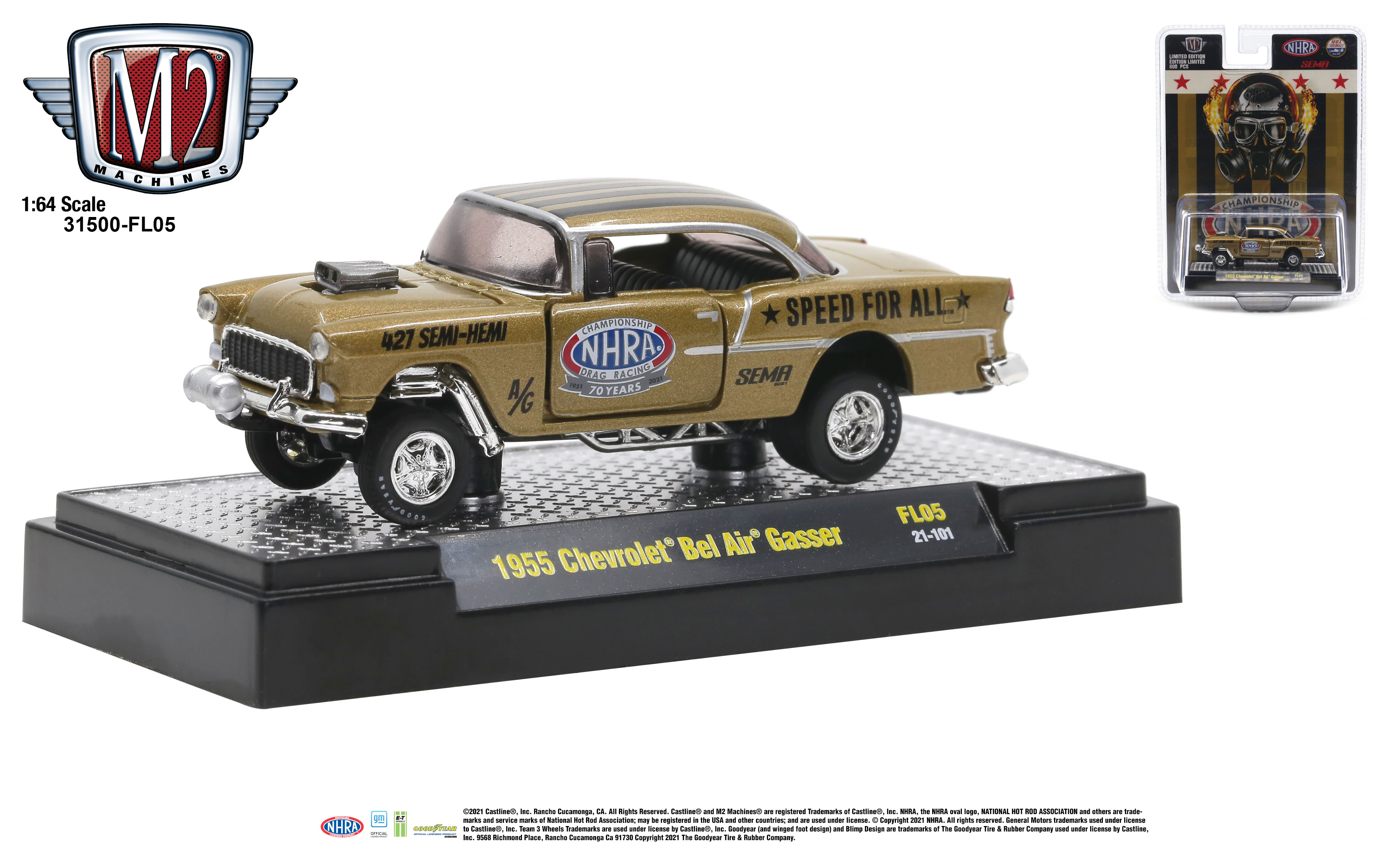 M2マシーン ウォルマート限定　1955 シボレー・ベルエア・ガッサー Amazon.com: M2 Machines 1955 Chevrolet Bel Air Gasser 1:64