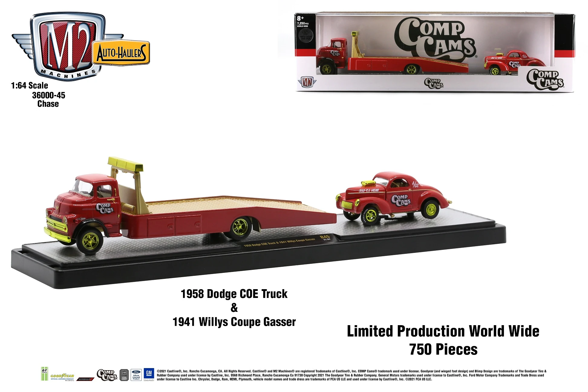 M2マシーン 1958 ダッジ COE トラック & ベリータンカー 1/64 Blue/Gold 1958 Dodge Coe Truck - M2 Machines | AgFarmToys.com