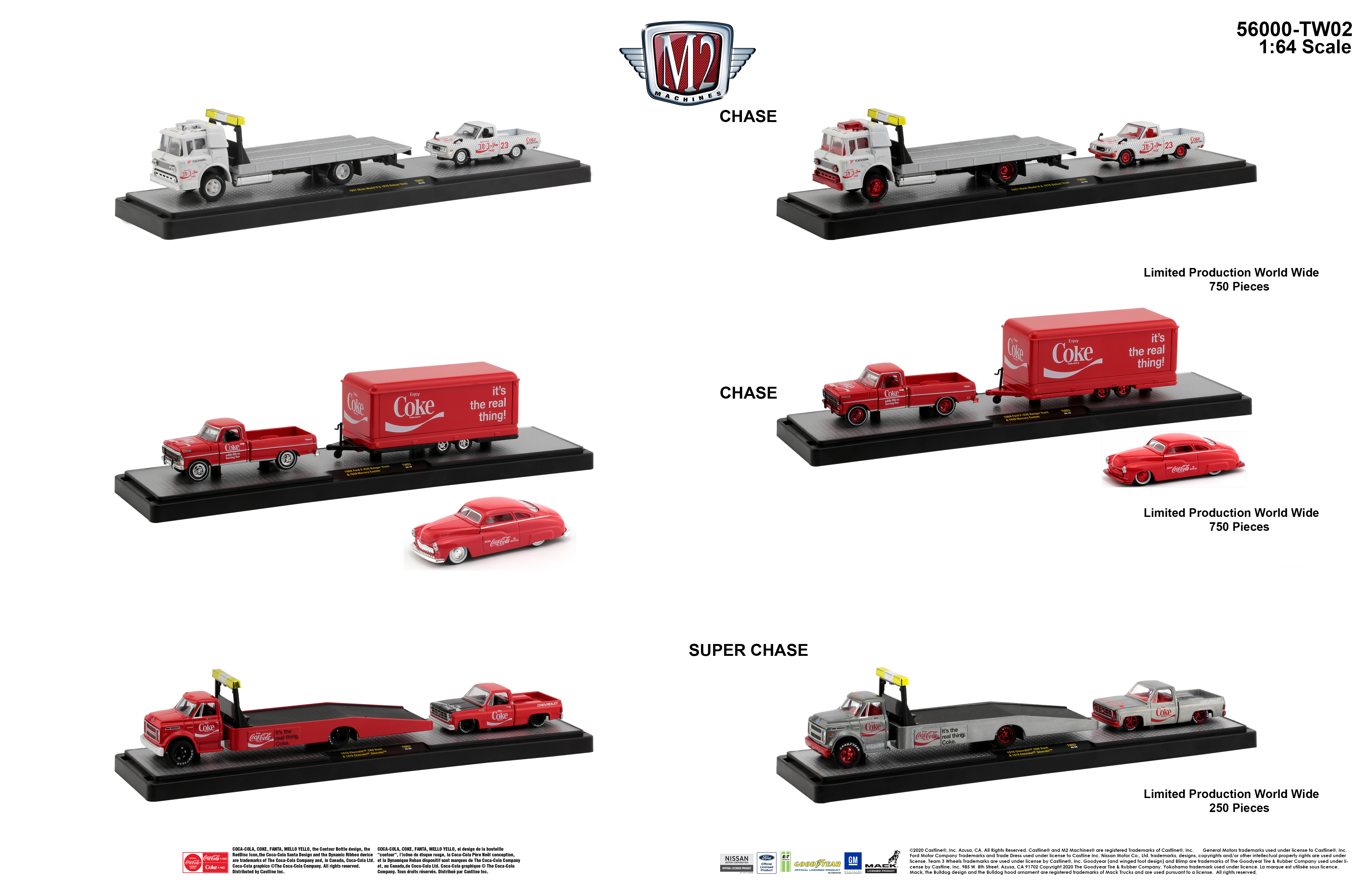 M2 Machines 1:64 2020 Coca-Cola Auto-Haulers Release 3 Trucks Set