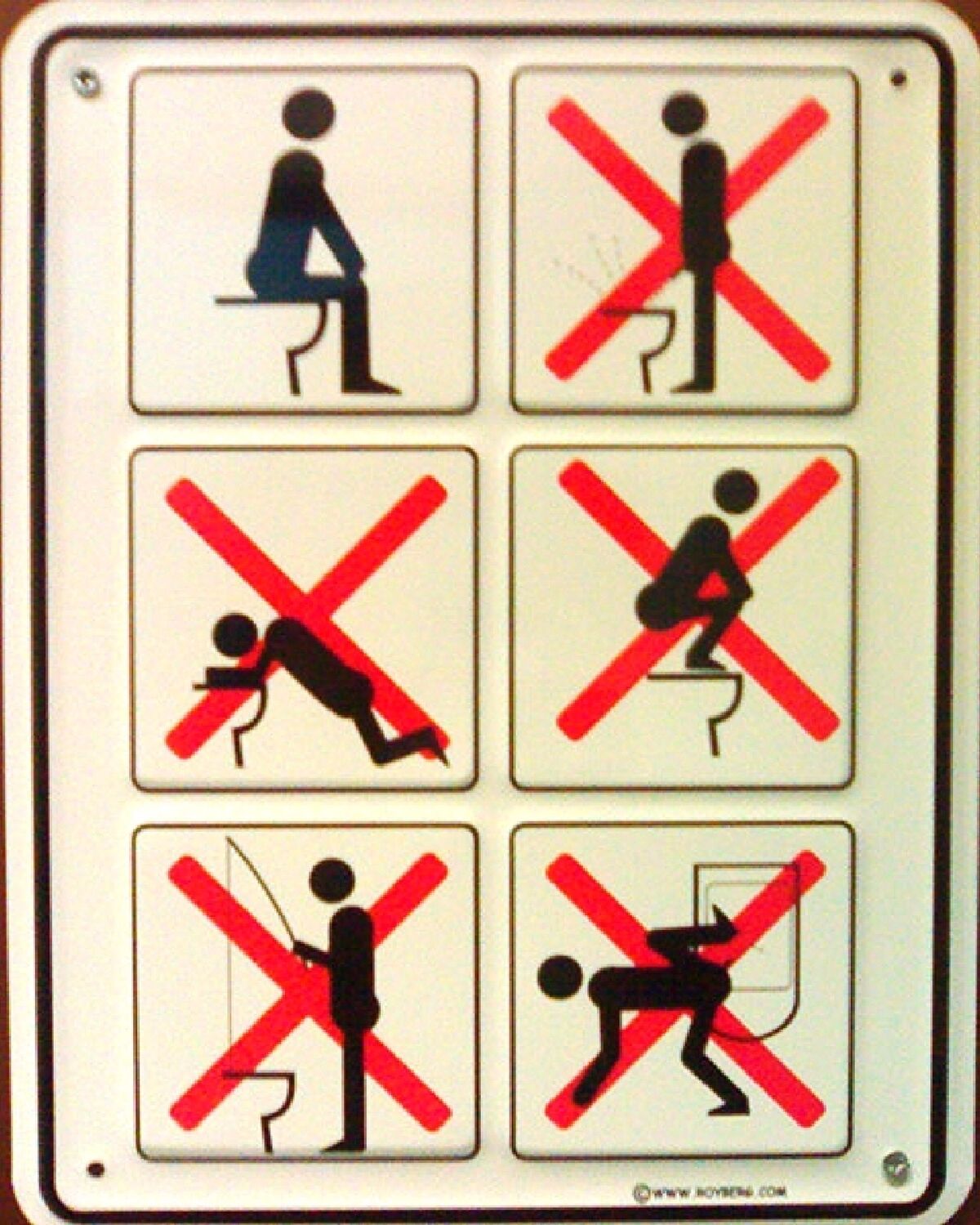 Запрещающие знаки в туалете