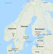 Карта Швеции на севере Европы
