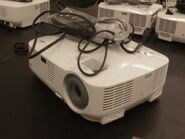 Close-up view of one of the new projectors we received that will be sent to Indonesia.