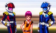 A scene in the Macross M3 featuring the main cast of the game.