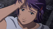 Mao staring at the sky, seeing Shin attempt to rescue her sister, who had become possessed by the "Bird Human".