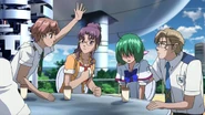 Nanase hanging out with her classmates at the Mihoshi Academy.