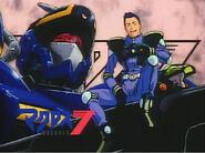 A CM eyecatch featuring Docker seated atop his VF-19.