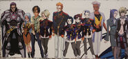 A graphic featuring the cast of Super Dimensional Fortress Macross II: Lovers Again.