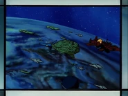 Several Neo Nupetiet-Vergnitzs bis with Macross 5 Fleet above planet Lux orbit (Episode 23)