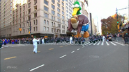 Uncle Dan's left wing lost helium along the route in the 2023 Parade.