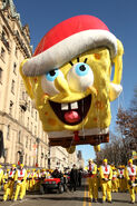 SpongeBob floats down the parade route in 2013.