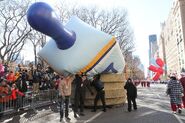 The Dreidel kept Deflating during the 2013 Parade. It eventually got back up to its planned position.