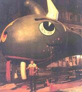 Happy Dragon being inflated before the 1980 parade