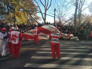 The Red & Green Candy Cane after hitting a tree in the 2017 Parade.