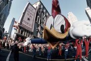 Woody Woodpecker was lowered after puncturing his head during in his 1982 debut..