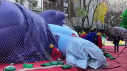 Bluey’s left hand burst open during inflation days before the 2024 Parade. She would later be patched up and flown that year with no other problems.