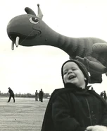 A rare picture of the Happy Dragon balloon's test flight in 1960