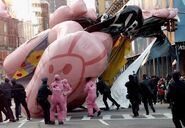 The Pink Panther gets himself all shredded on a streetlight, and his handlers head to Quik Bunny. (Photo: David Handschuh)
