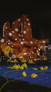 A strong wind gust caused Yayoi Kusama's "Love Flies up to the Sky" to get damaged overnight before the 2019 Parade, which meant the balloon could not make it's debut.