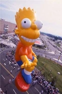 Bart with balloon veteran Woody Woodpecker during a opening of a Macy's Store on September 6, 1992