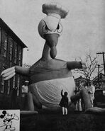 Donald Duck being painted before the 1935 Parade.