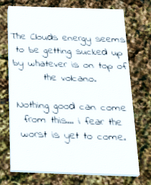 A note behind the volcano.