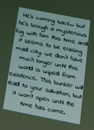 A note in front of the bunker near the Pyramid