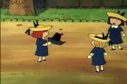 Madeline catches Pepito's hat first at the end of the song A Bad, Bad Hat before Pepito immediately gets his hat and taunts the girls by showing his tongue