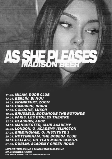 As She Pleases Tour | Madison Beer Wiki | Fandom