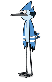 Mordecai as he appears in Regular Show.