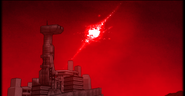 NEXUS City against the red sky and the sun
