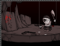 A teaser, showing Sanford holding a pistol and axe